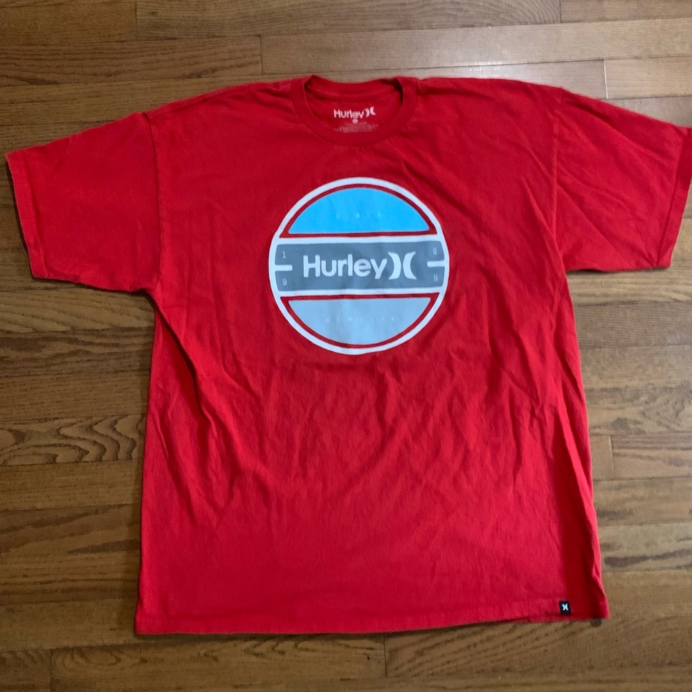 Hurley Red and Blue Logo T-Shirt for Men